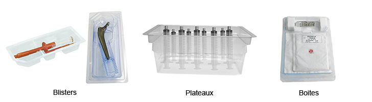 Dispositifs médicaux fabriqués en salle blanches ISO 8 - Blister, Plateaux, boites